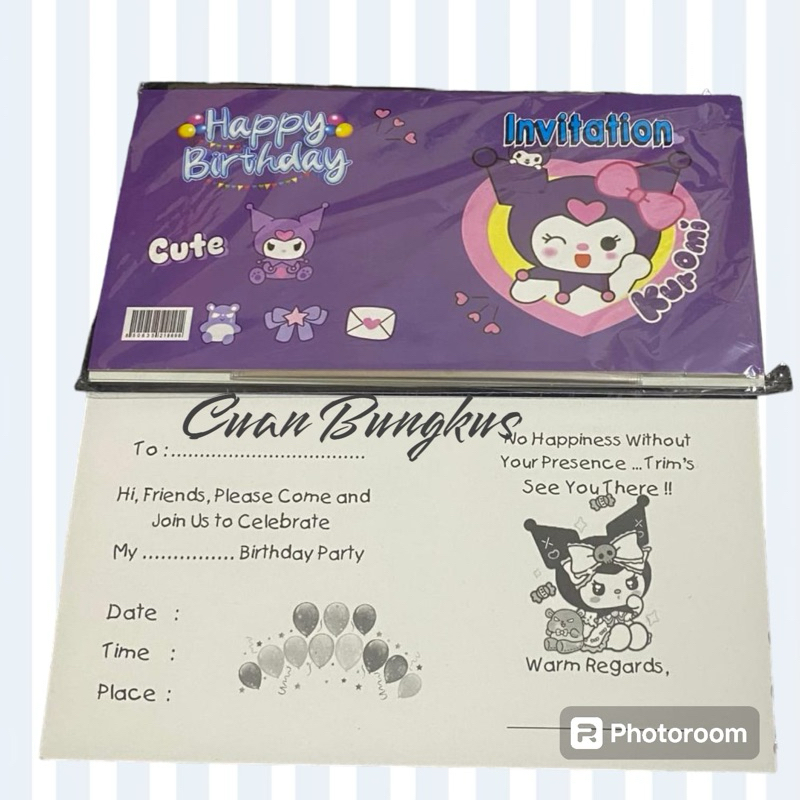 Jual Isi 10pc Kartu Undangan Ulang Tahun Kuromi / Kartu Ucapan Happy
