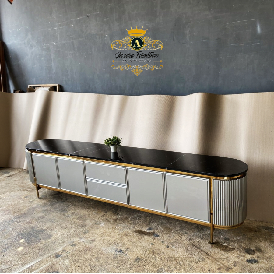 Jual buffet tv minimalis motif salur Rak Tv Meja Tv Marmer Stainless ...