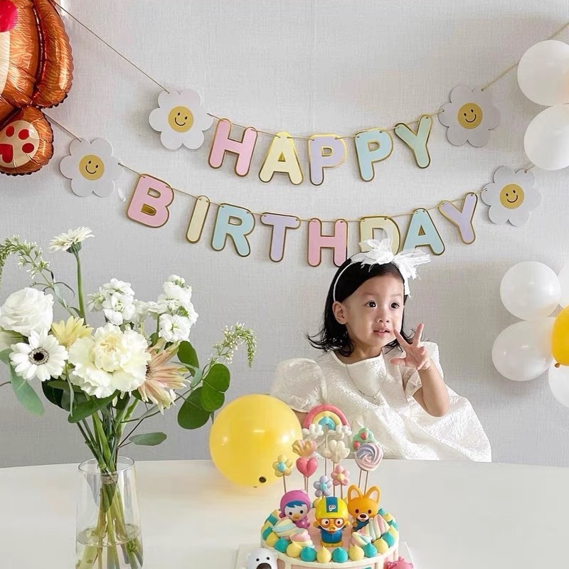 Jual banner birthday daisy flag HBD | Shopee Indonesia