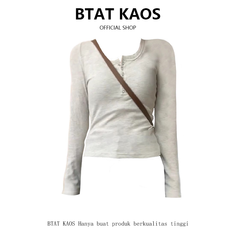 Jual BTAT Kaos Polos Wanita Lengan Panjang Abu-abu / Kaos Lengan