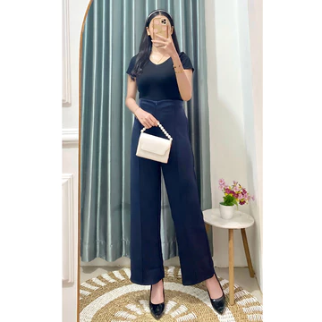Flare Pants Celana KULLOT Highwaist Scuba Premium Resleting Cullote Highwaist Big Size BB 40 105