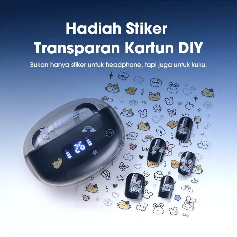 Acome Headset Earphone Bluetooth 5.3 Jenis Klip Desain Tanpa Masuk Telinga OpenSoft AE01- Garansi Resmi 1 Tahun
