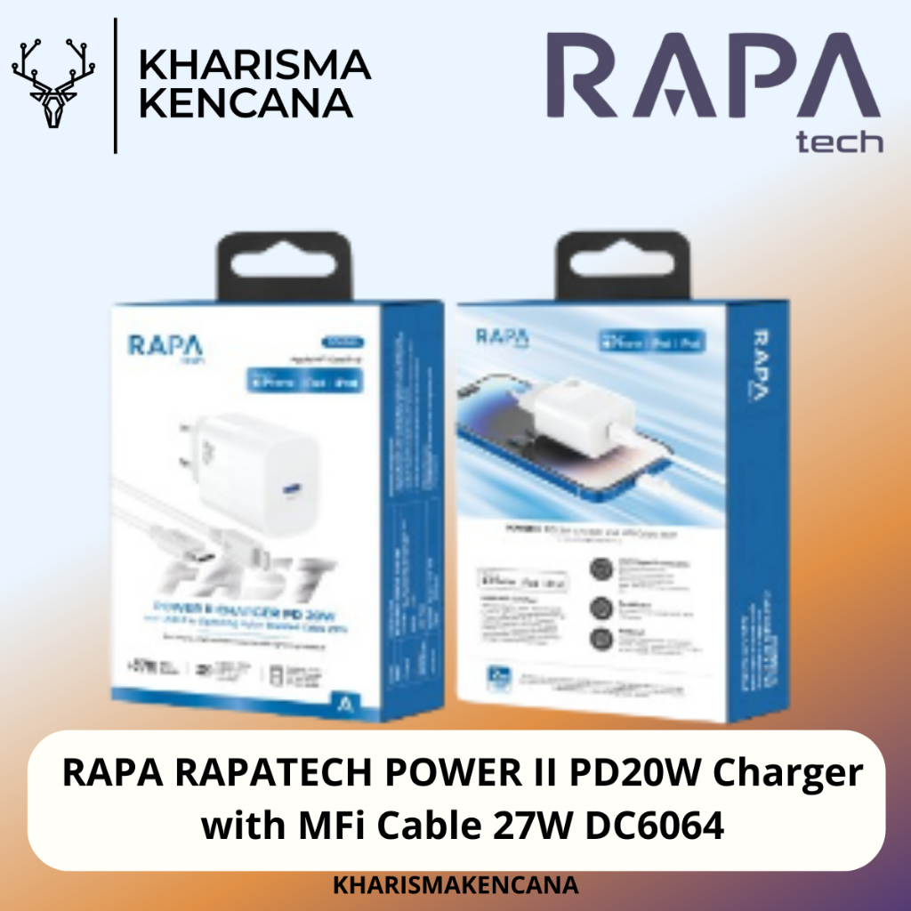 Jual RAPA RAPATECH POWER II PD20W Charger with MFi Cable 27W DC6064 ...