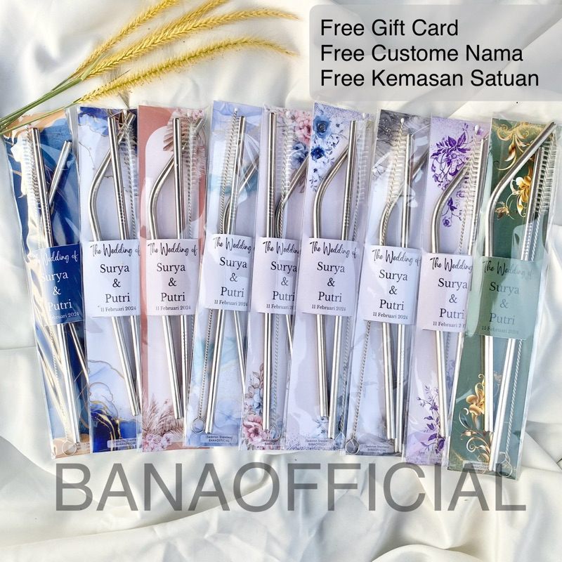 SOUVENIR SEDOTAN STAINLESS SET (MIN ORDER 25 PCS) SOUVENIR PERNIKAHAN ULANGTAHUN AQIQAH KHITAN GIFT HADIAH TAMU SOUVENIR ESTETIK 1KG MUAT 50 PCS