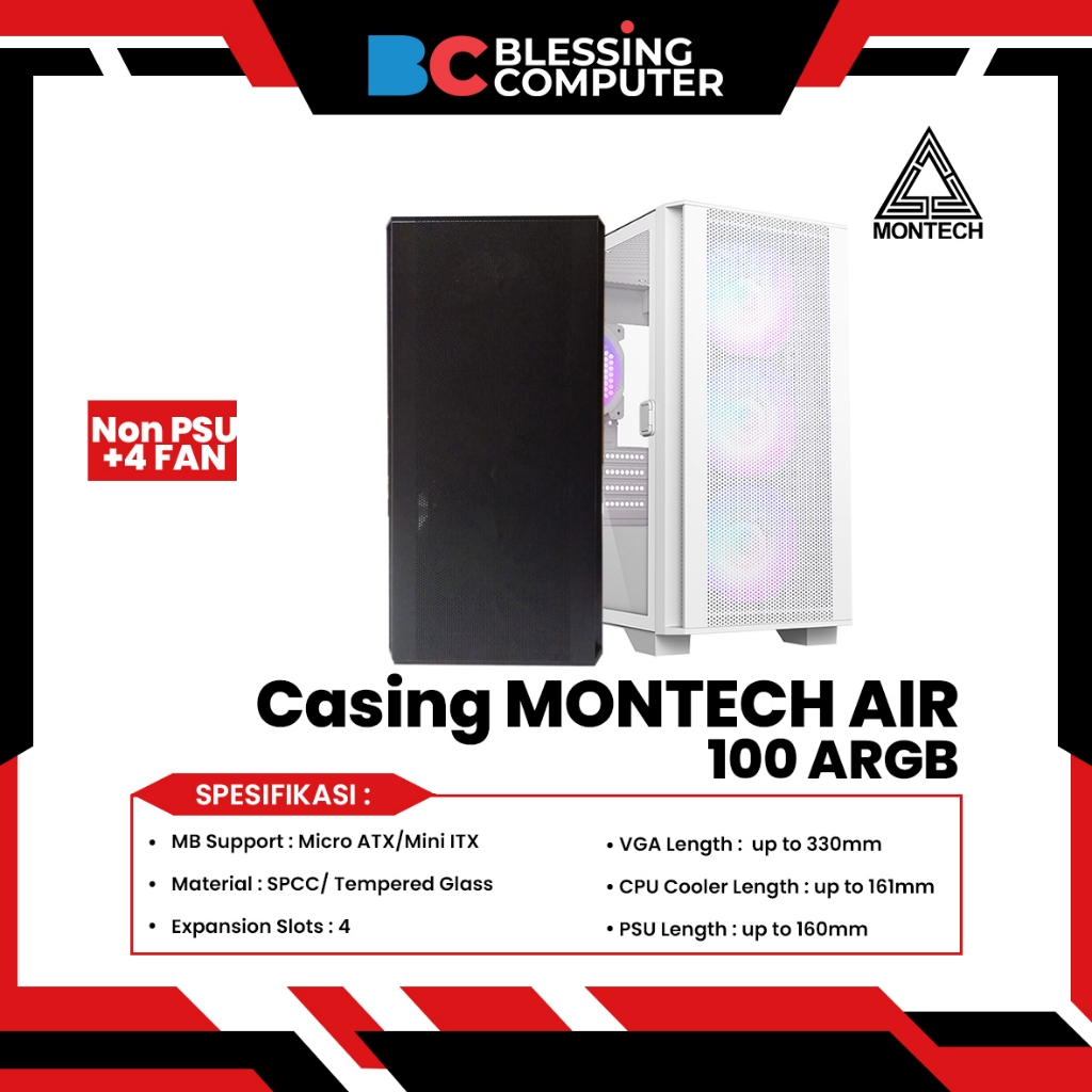 Jual Casing MONTECH AIR 100 ARGB - black | Shopee Indonesia