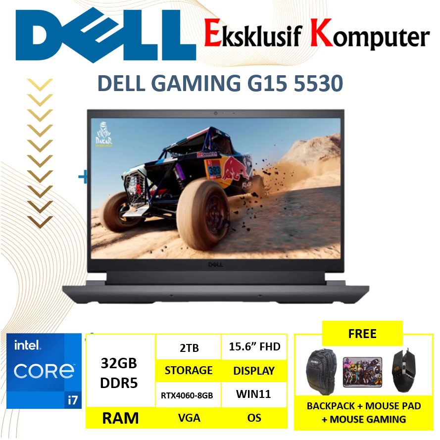 Jual Laptop Gaming Design Rendering Promo Dell G15 5530 i7 13650HX 1TB ...