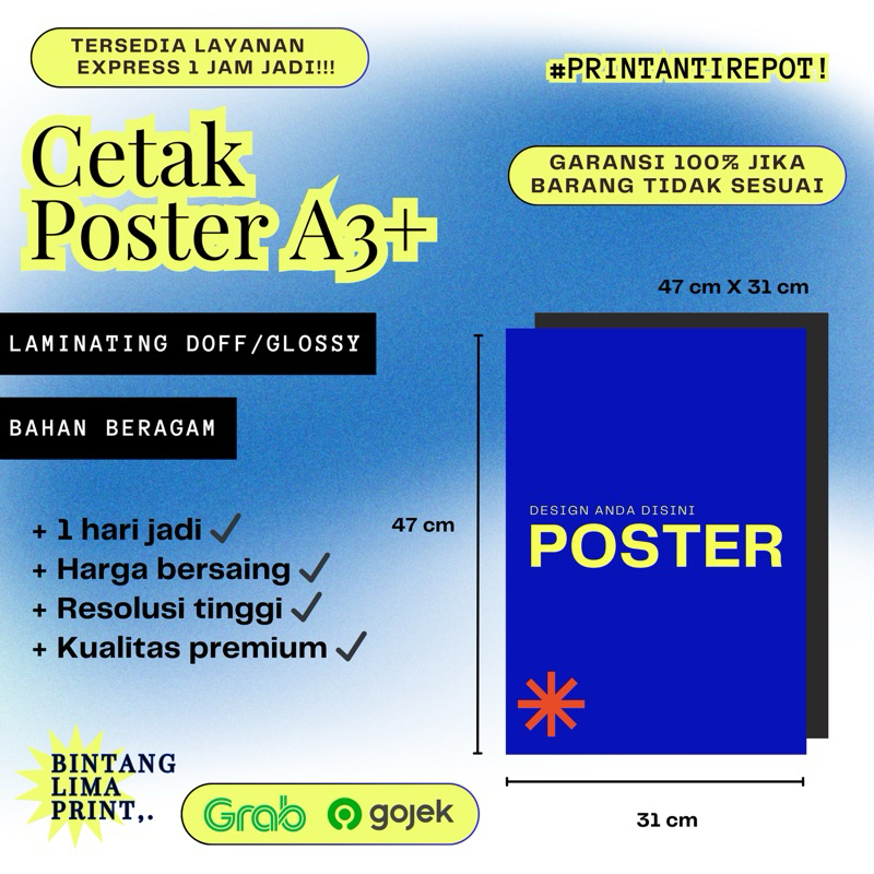 Jual [PRINT CEPAT] Poster Bahan ART CARTOON 190 (Tebal) Custom Design ...