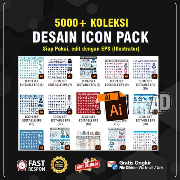 Jual 5000+ Koleksi Icon Set Premium Format Eps Ai | Shopee Indonesia