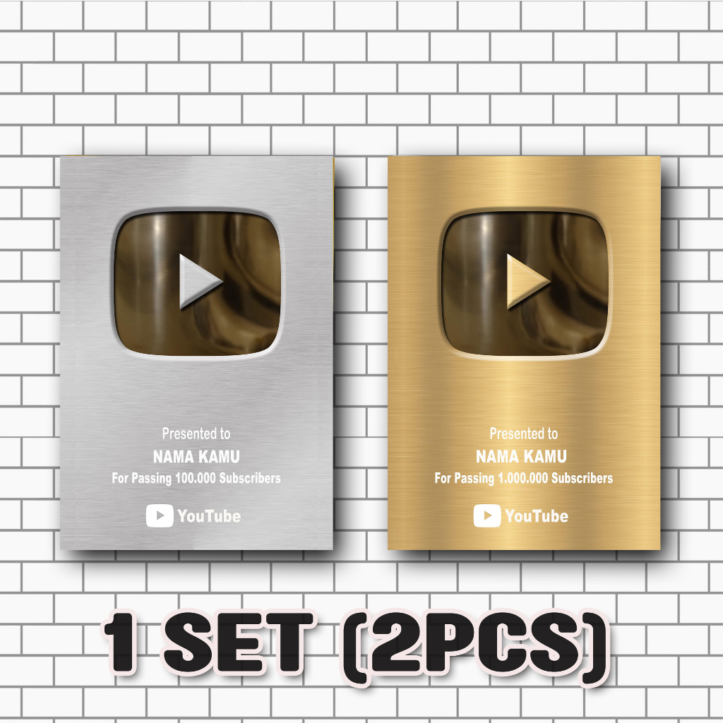 Jual PLAY BUTTON CUSTOM NAMA SENDIRI 1 SET ISI 2 PCS | Shopee Indonesia