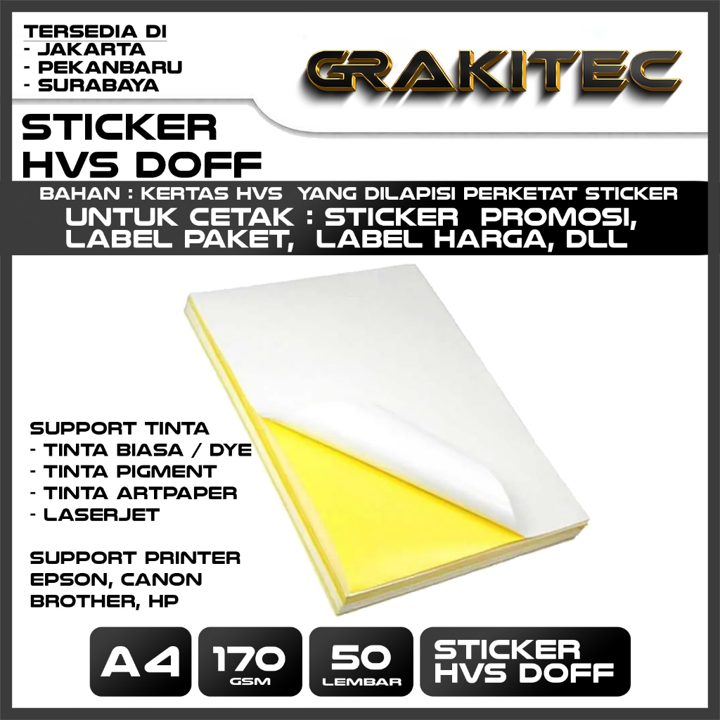 Jual Sticker Hvs A4 Isi 50 100 Lembar Kertas Stiker Inkjet Glossy