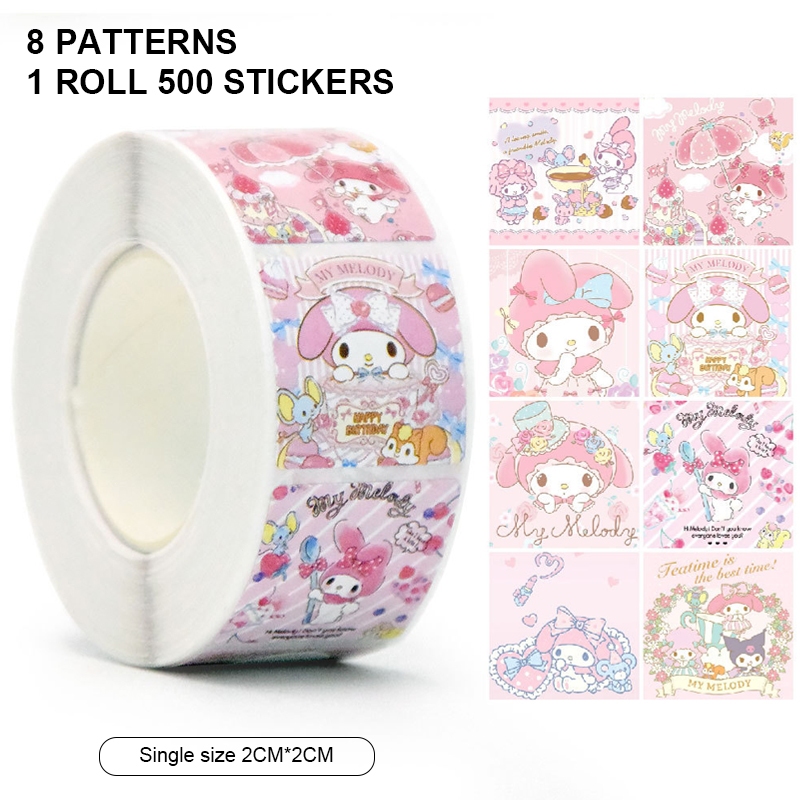 Jual 500Pcs/Roll Stiker Sanrio Kartun Lucu Stiker Bahan Melody Kuromi ...