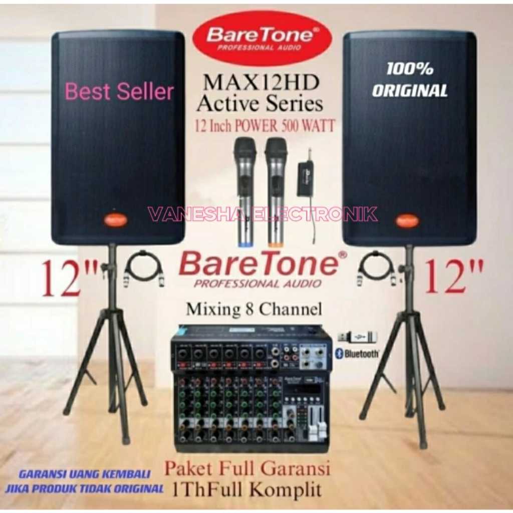 Jual Paket Sound System 12 Inch Baretone Max12hd+Mixer 4Channel+2 Mic ...