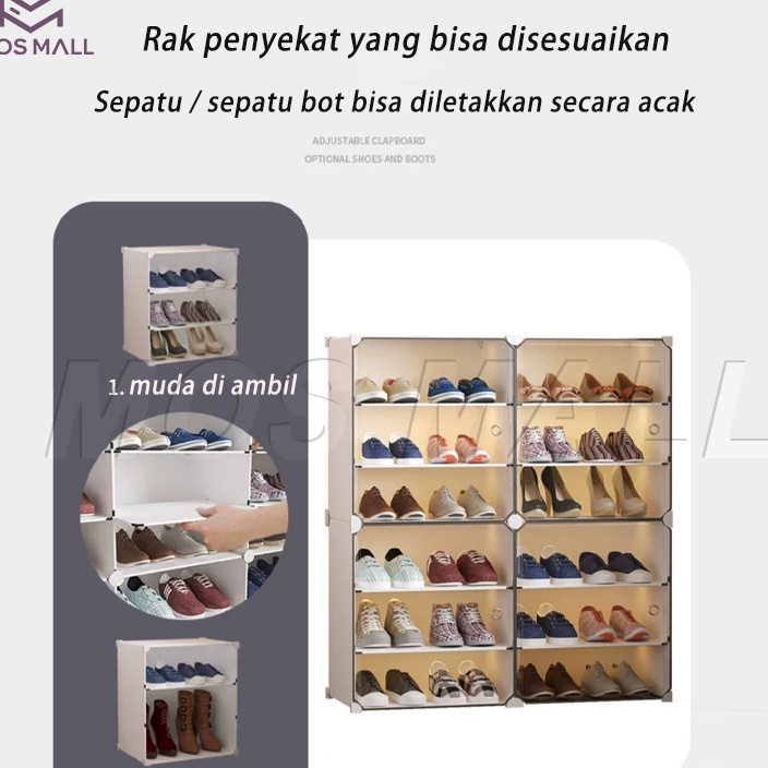 Jual C6369 Rak Sepatu Tertutup Anti Debu Rak Sepatu 8 Susun Plastik ...