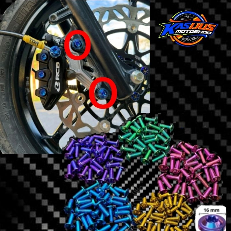 Jual baut breket kaliper shock ninja r & titanium baut titanium breket