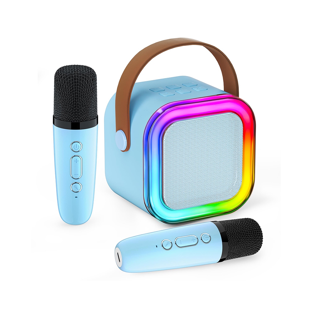 Jual Mini Portable Speaker Bluetooth Wireless Karaoke With 2 Mic RGB ...