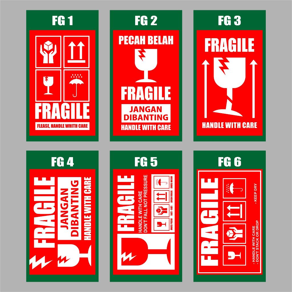 Jual Stiker Fragile FG 4 | Ukuran 5 x 8 cm | Stiker Pengiriman Label ...