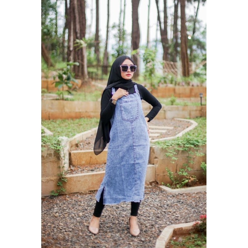 Jual Jumpsuit Overall Jeans Denim Wanita Rok Kodok Korean Style snow ...