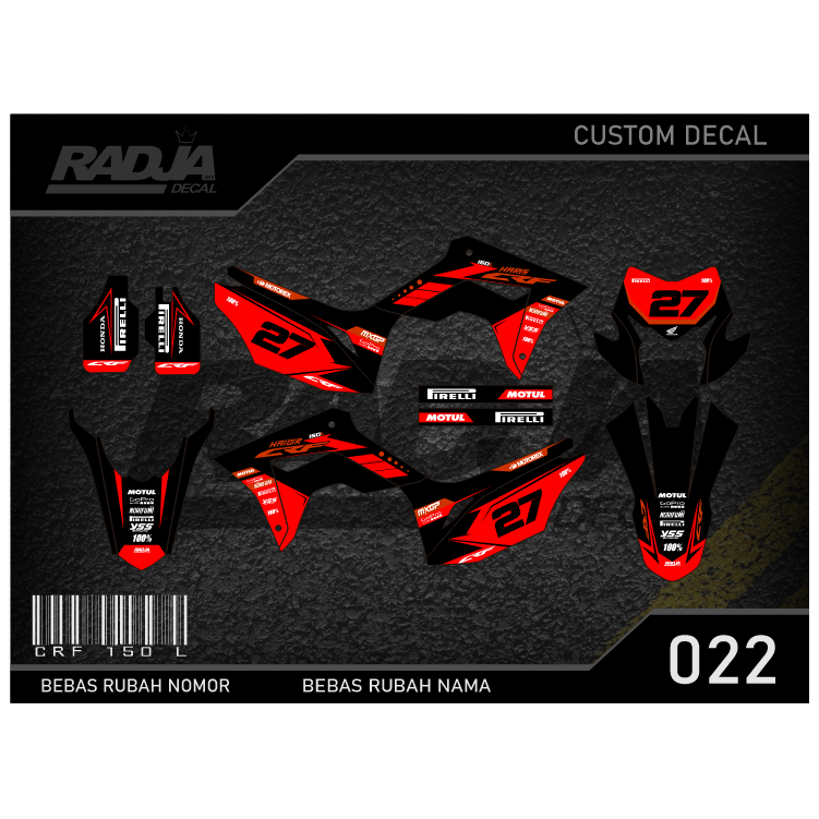 Jual DECAL STICKER CRF 150 L (022) DEKAL STIKER FULLBODY 2017 2018 2019 ...