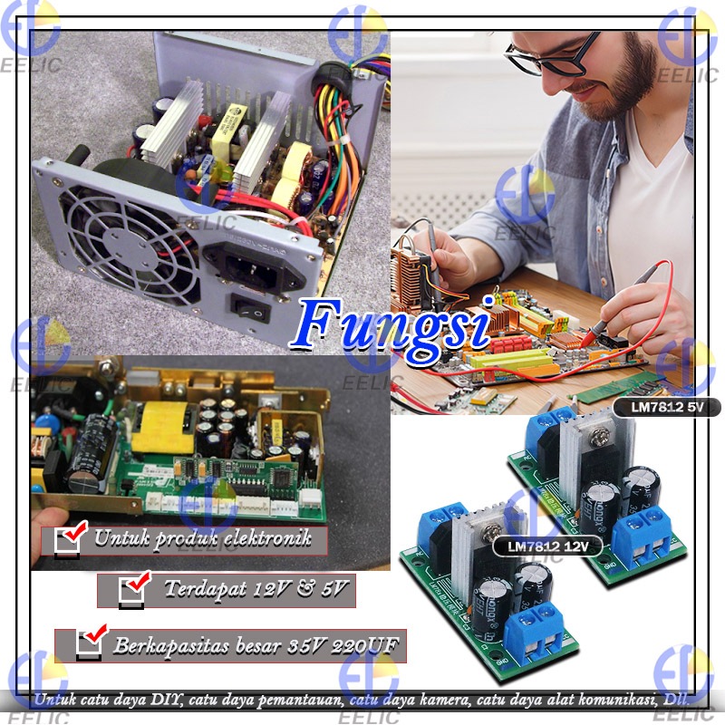 Jual EELIC MDL-LM7812 Terminal Regulator Catu Daya Modul Penyearah ...