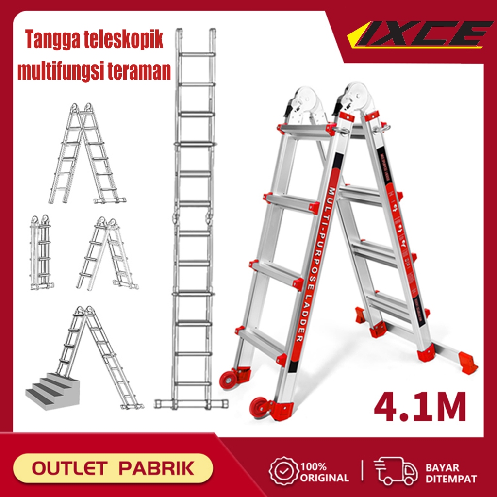Jual Tangga teleskopik IXCE A-frame 4.1M/5.2M/6.2M, tangga aluminium ...