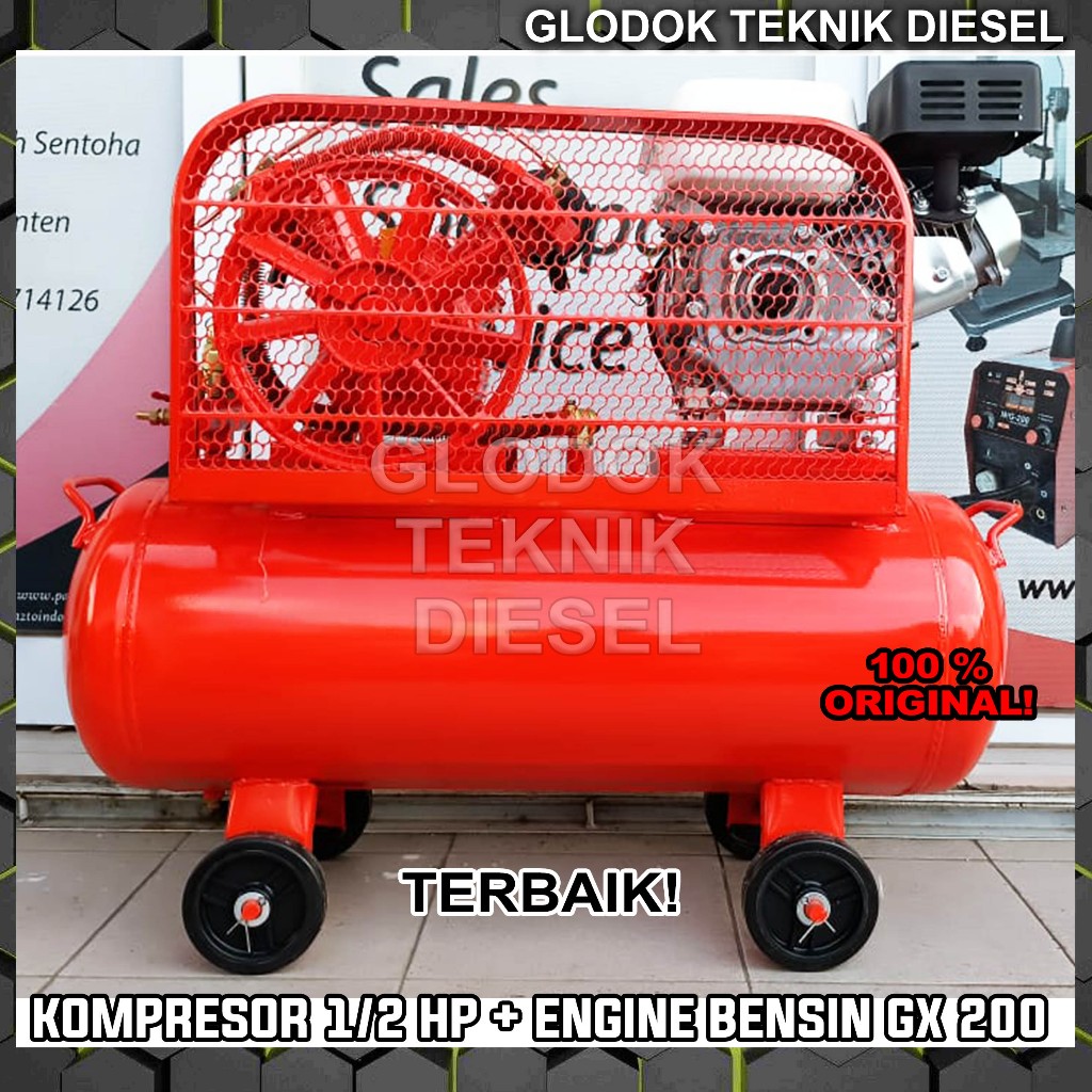 Jual PAZTO Kompresor Angin 1/2 HP + Engine Bensin 6.5 HP Compressor ...