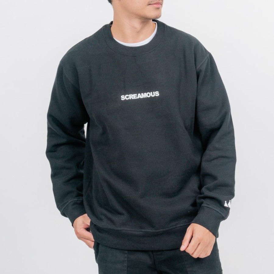 Jual Cn Screamous Sweater Pria Wanita Crewneck Screamous Abu Tua Shopee Indonesia