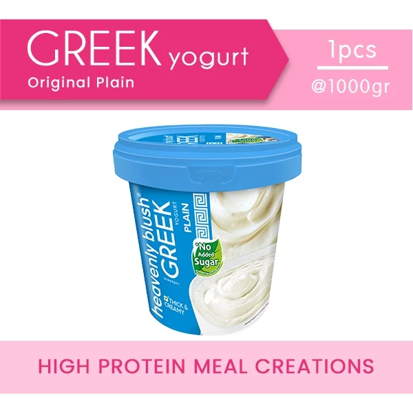Kemasan Heavenly Blush Greek Yogurt Plain 1 Liter untuk stok keluarga
