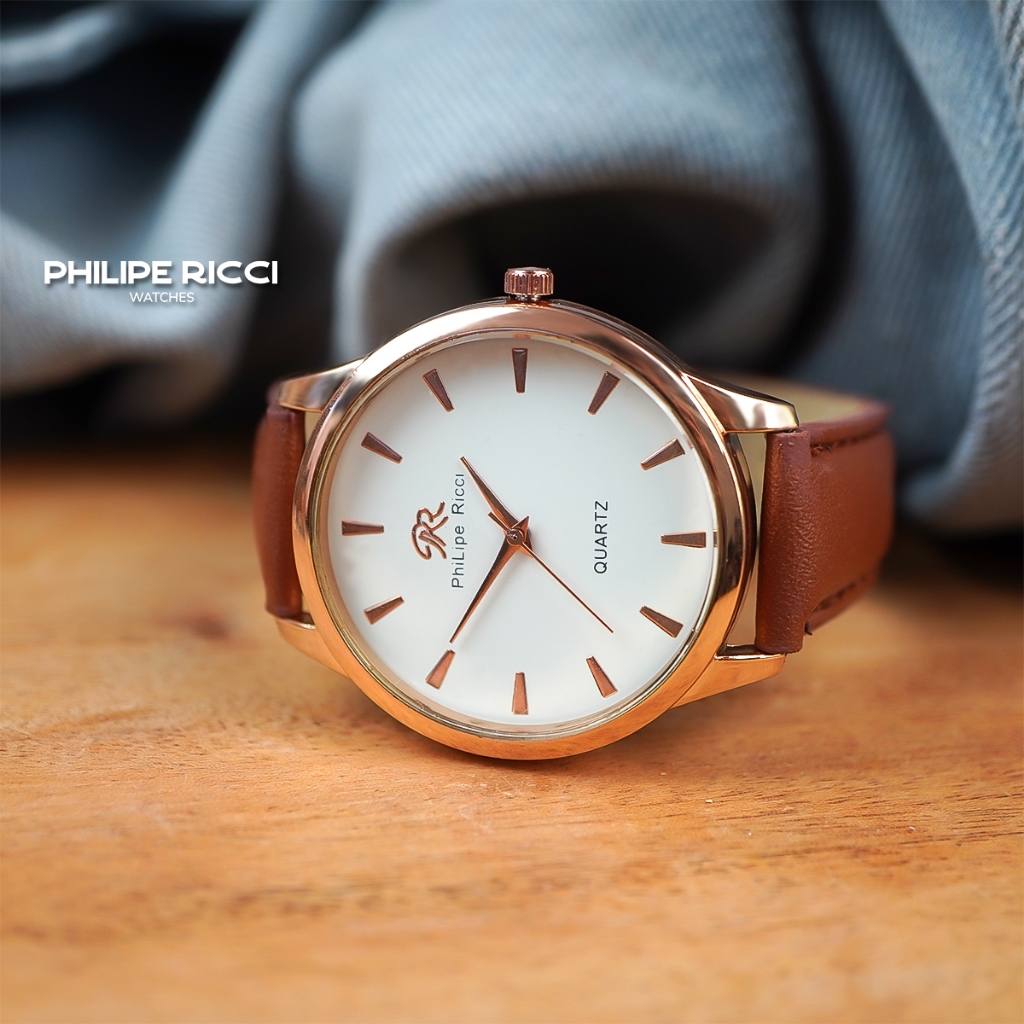 Jual PhiLipe Ricci Jam Tangan Pria Kulit Tipis Bulat Analog Simpel ...