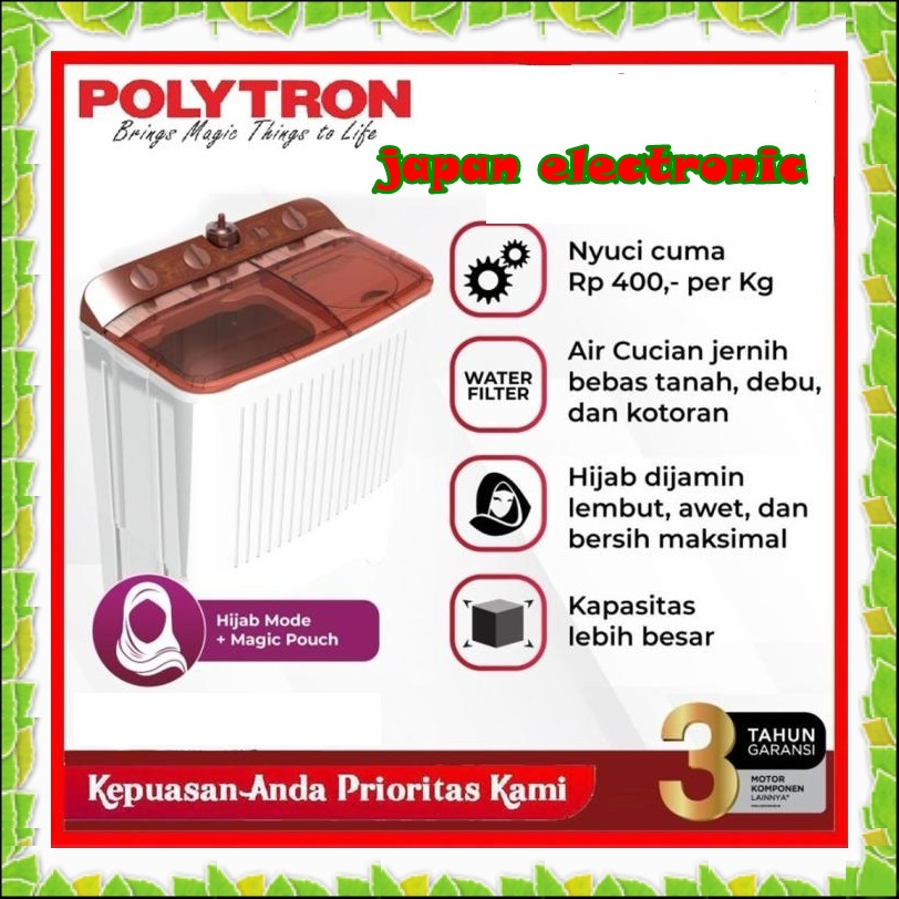 Jual POLYTRON Mesin Cuci 2 Tabung Series Hijab 9 KG – PWM 9072N Murah ...