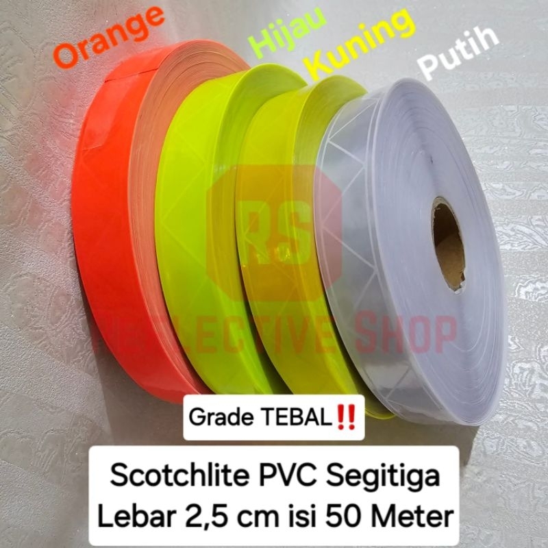 Jual Scotchlite PVC Motif Segitiga 2,5 cm isi 50 Meter / Scotlight ...