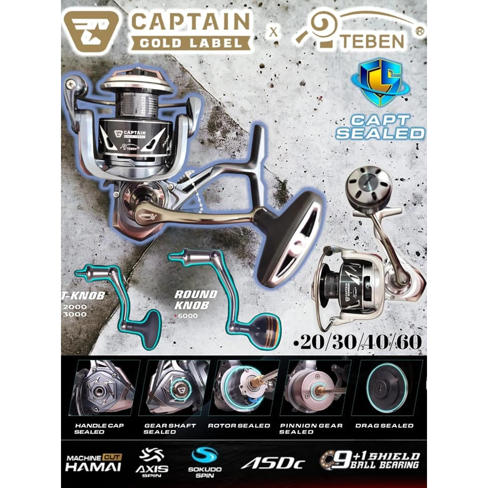 Jual REEL CAPTAIN LYFE POWER HANDLE SALTWATER SEAL 2000 3000 6000 REEL ...