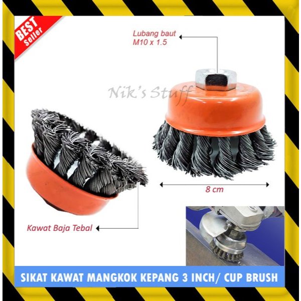 Jual Sikat Kawat 3 inch Mangkok Gerinda Cup Wire Brush Baja Kuningan ...