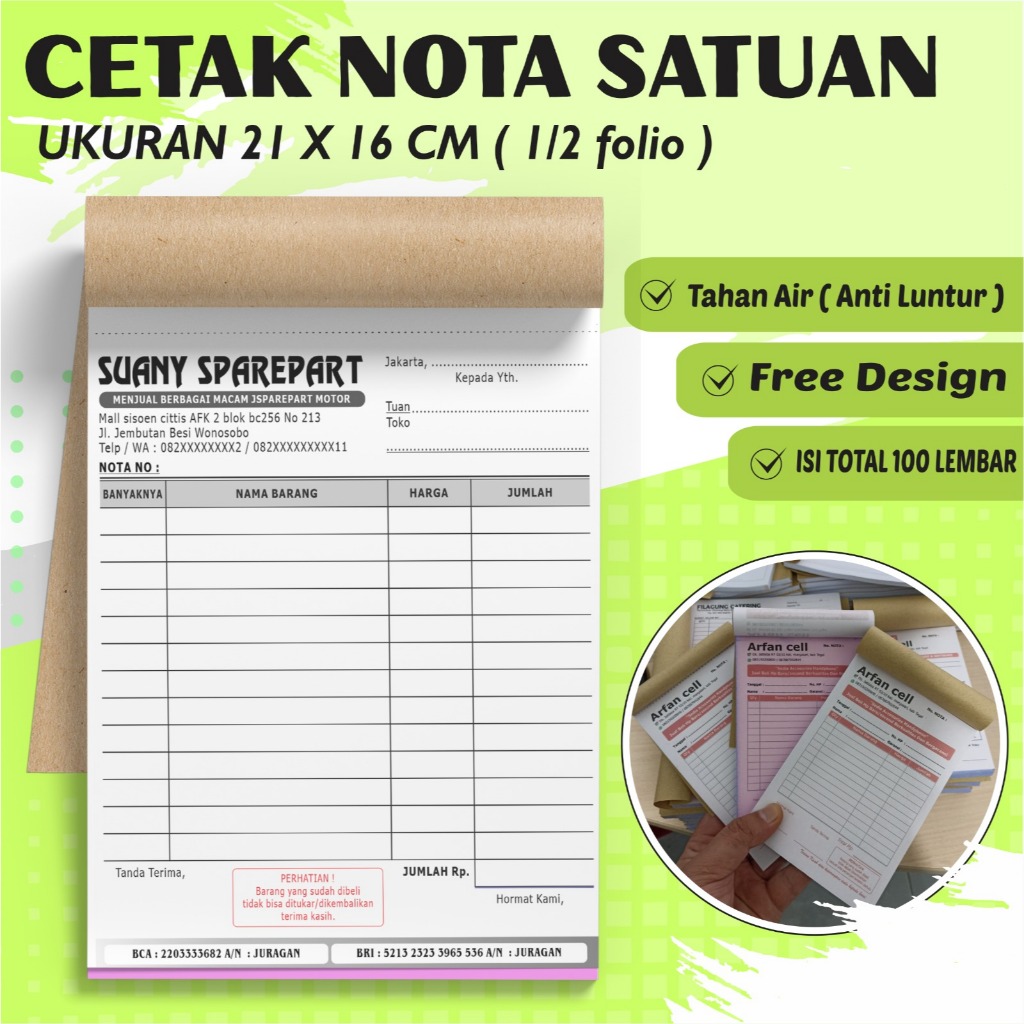 Jual Cetak Nota Kwitansi Custom Ply Folio X Cm Shopee Indonesia