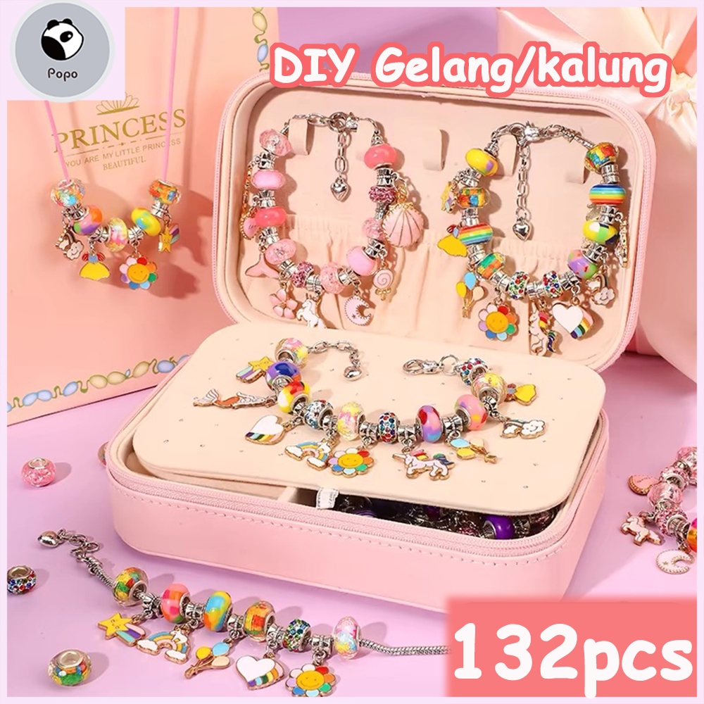 Jual 132pcs Diy Gelang Pandora Set Manik Manik Diy Kalung Gelang