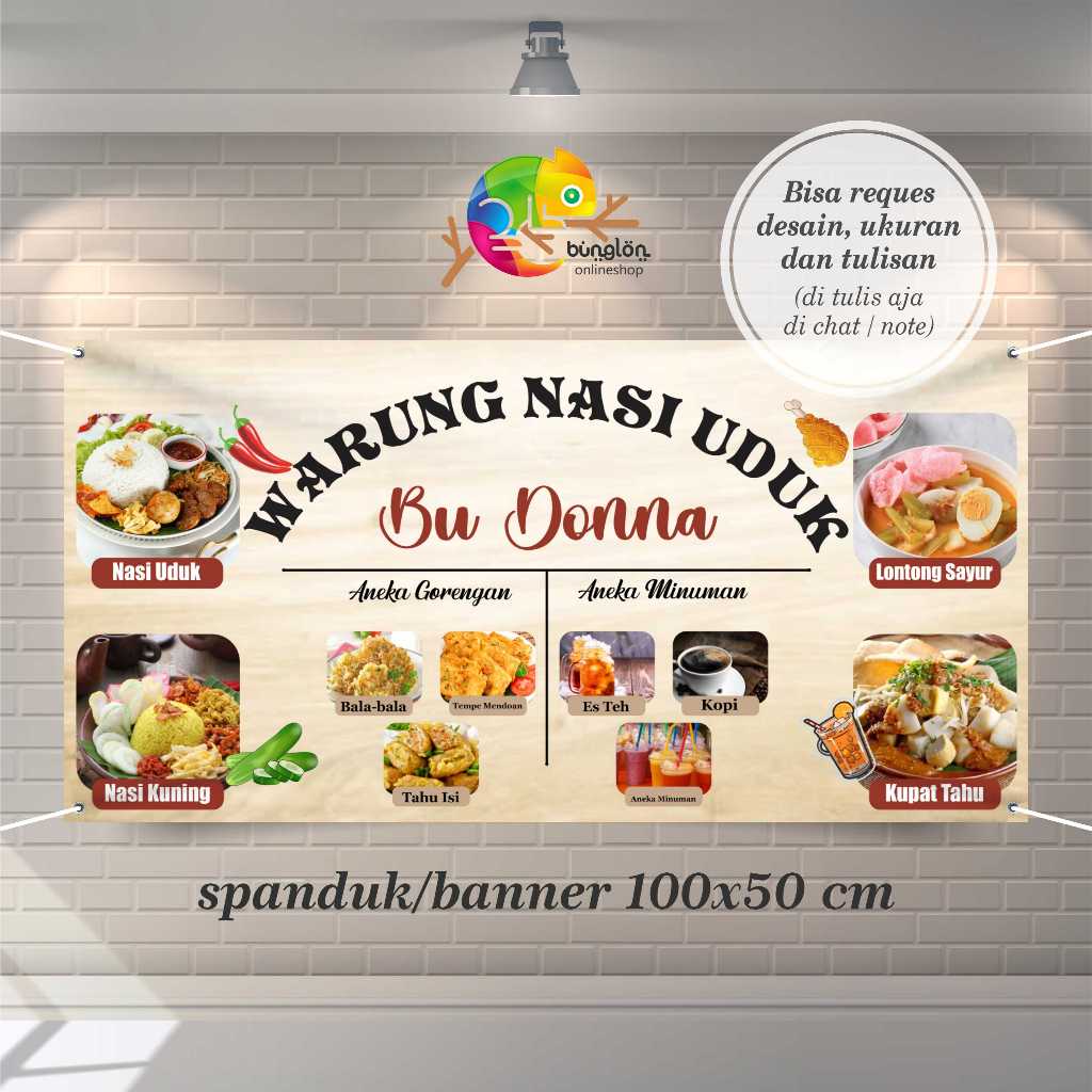 Jual Spanduk Banner Warung Nasi Uduk Free Custom Desain | Shopee Indonesia