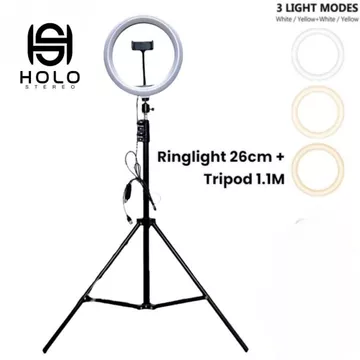 HOLO Ring Light 33cm Dan 26cm Light Stand Tripod 2M Selfie Vlogger Livestreamer