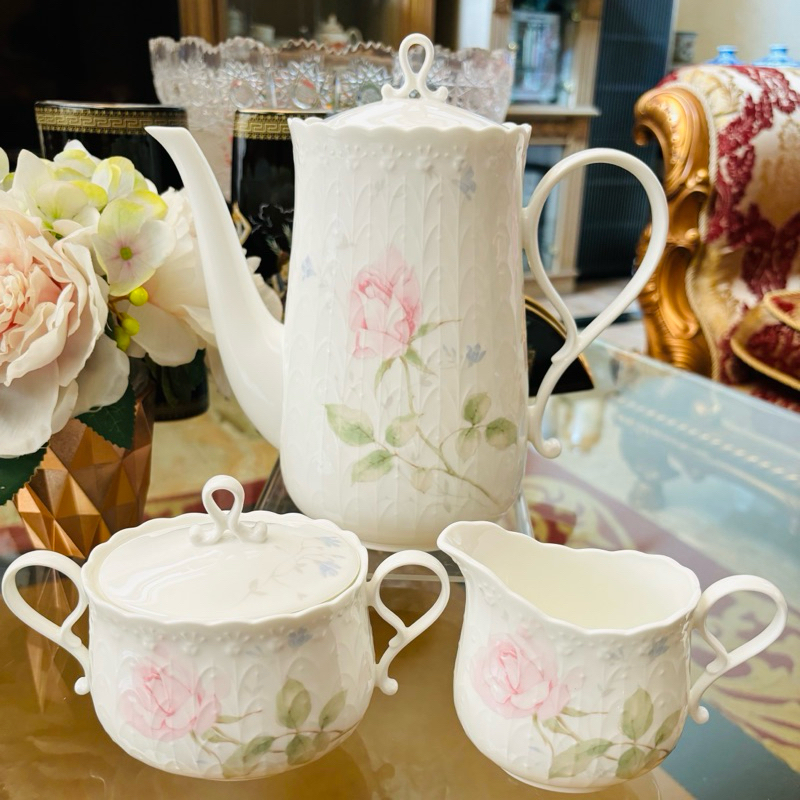 Jual Tea Pot Set Sugar Creamer Tea Cup Saucer Narumi April Rose Mewah ...