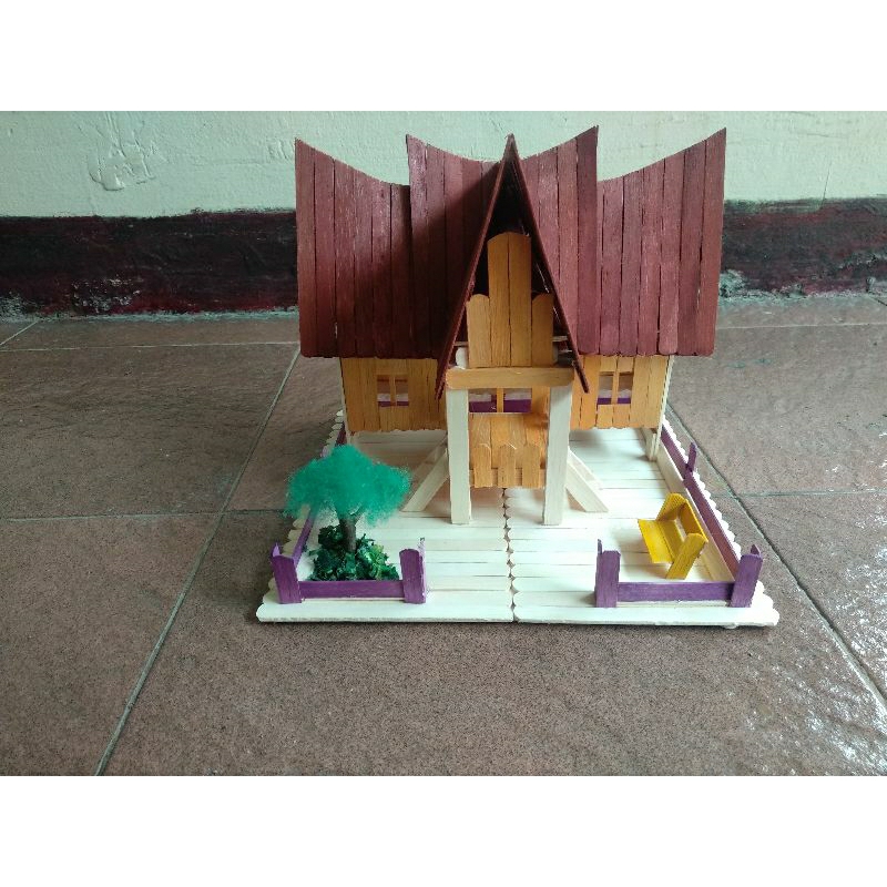 Jual Prakarya Maket Miniatur Rumah Adat Minang Sumatera Barat Warna