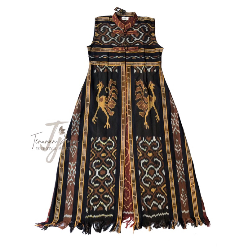 Jual Outer Panjang Kutung Tenun Etnik Kancing Koin Bawah Rumbai Vest ...
