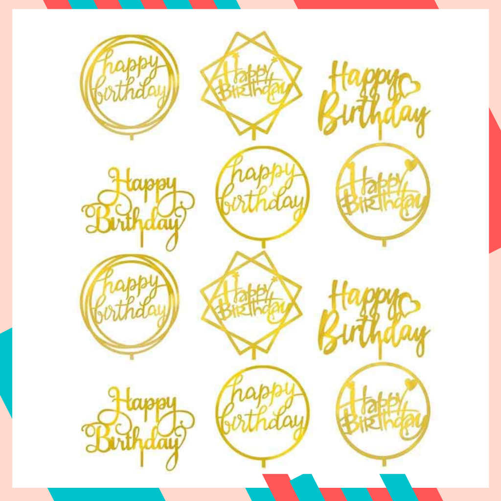 Jual Cake topper happy birthday acrylic/ akrilik untuk diatas roti ...