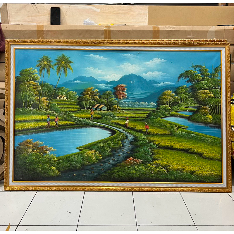 Jual Lukisan kanvas cat minyak jumbo 90x140cm Gambat update