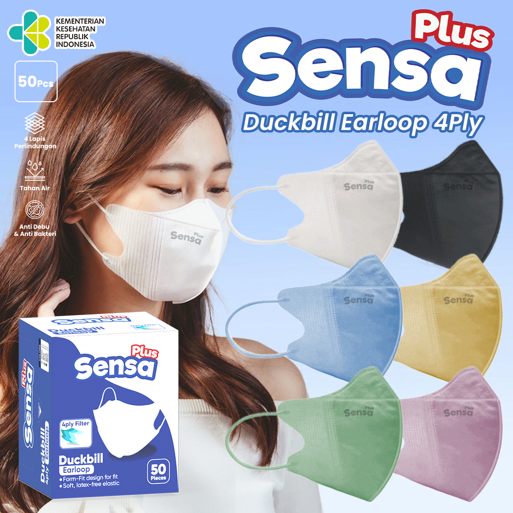 Jual Masker Duckbill 4ply Earloop Sensa Plus isi 50pcs | Shopee Indonesia