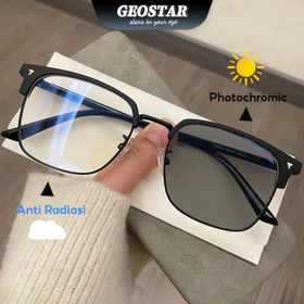 Kacamata Photochromic Anti Radiasi Bagi Laki Dan Perempuan Setengah Bingkai Rektangular