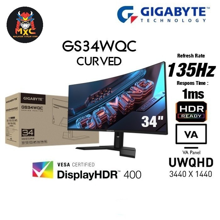 Jual MONITOR GIGABYTE G34WQC A-EK CURVED 34"QHD 144Hz 1Ms HDR400 HDMI ...
