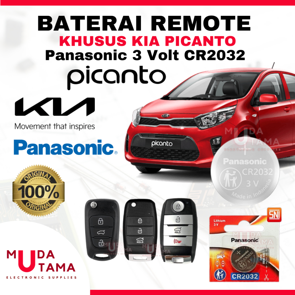 Jual BATERAI REMOTE KIA PICANTO ORIGINAL PANASONIC CR2032 - BATTERY ...
