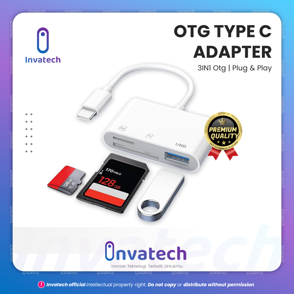 Jual 3In1 Type C OTG Usb 3.0 Adapter SD/TF/Card Reader for Iphone/Ipad