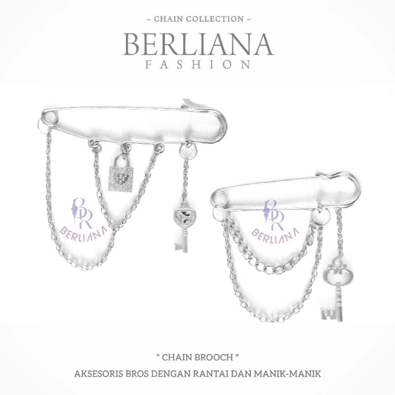 Jual CHAIN BROOCH WITH LOCK AND KEY - AKSESORIS BROS RANTAI SILVER ...
