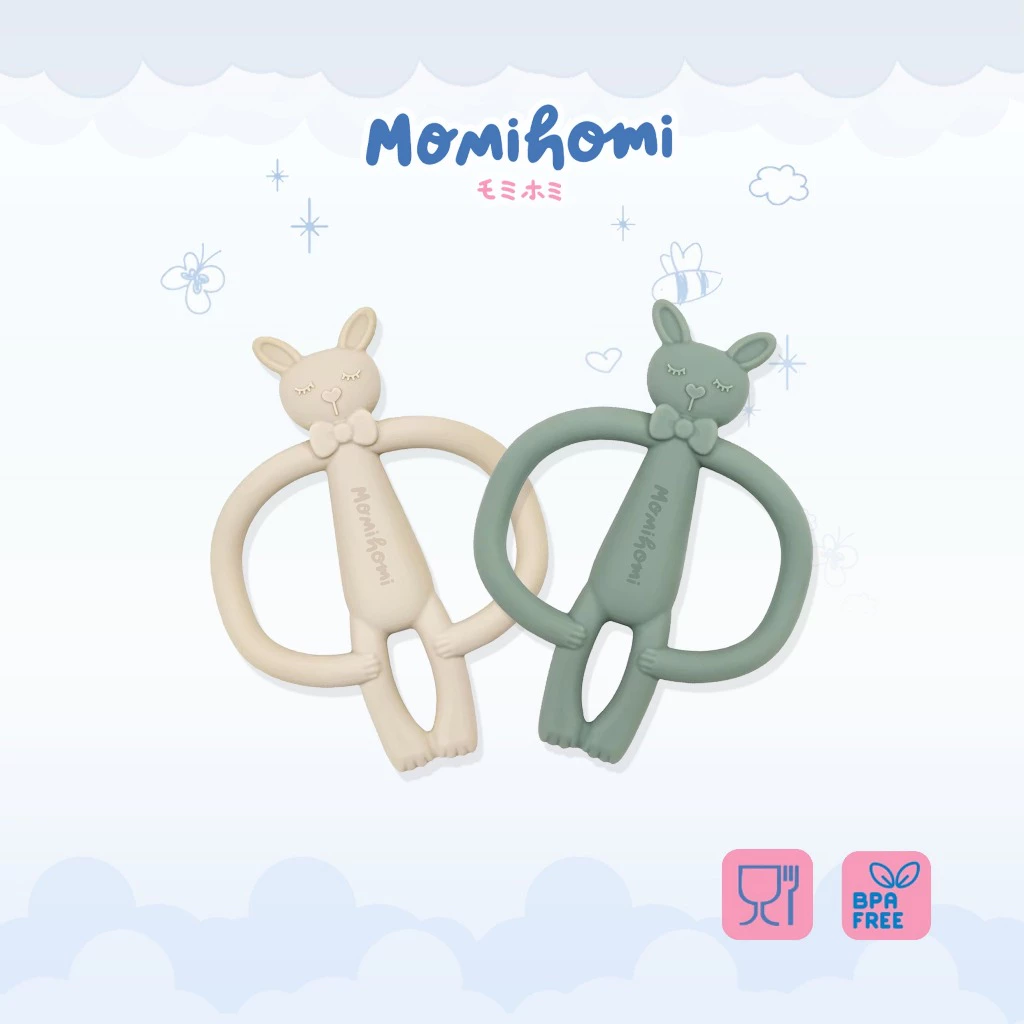 Momi homi silicone teether bayi premium gigitan bayi silicone premium food grade