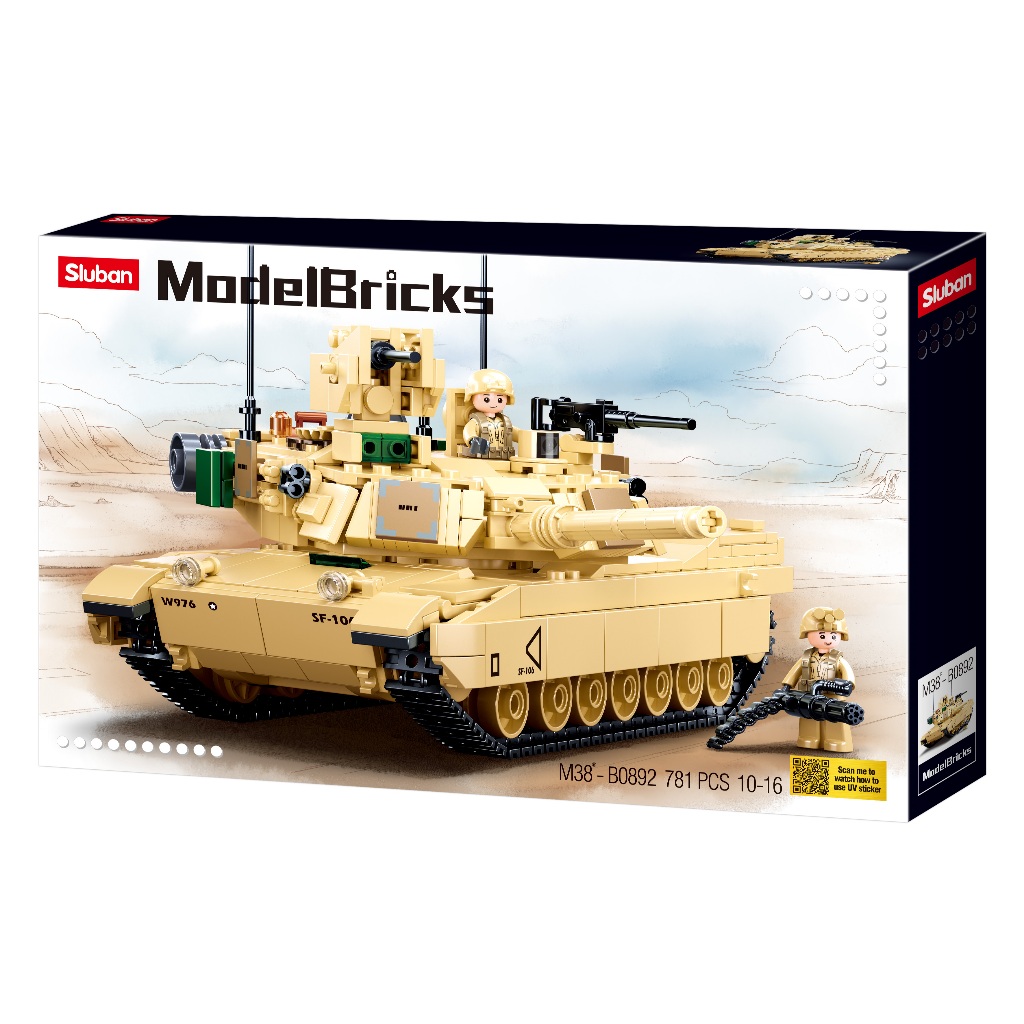 Sluban- Model Bricks-M1A2 Sep V2 Abrams mano Battle Tank