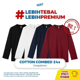 ( LEBIH TEBAL ) Kaos Polos Lengan Panjang Cotton Combed 24s